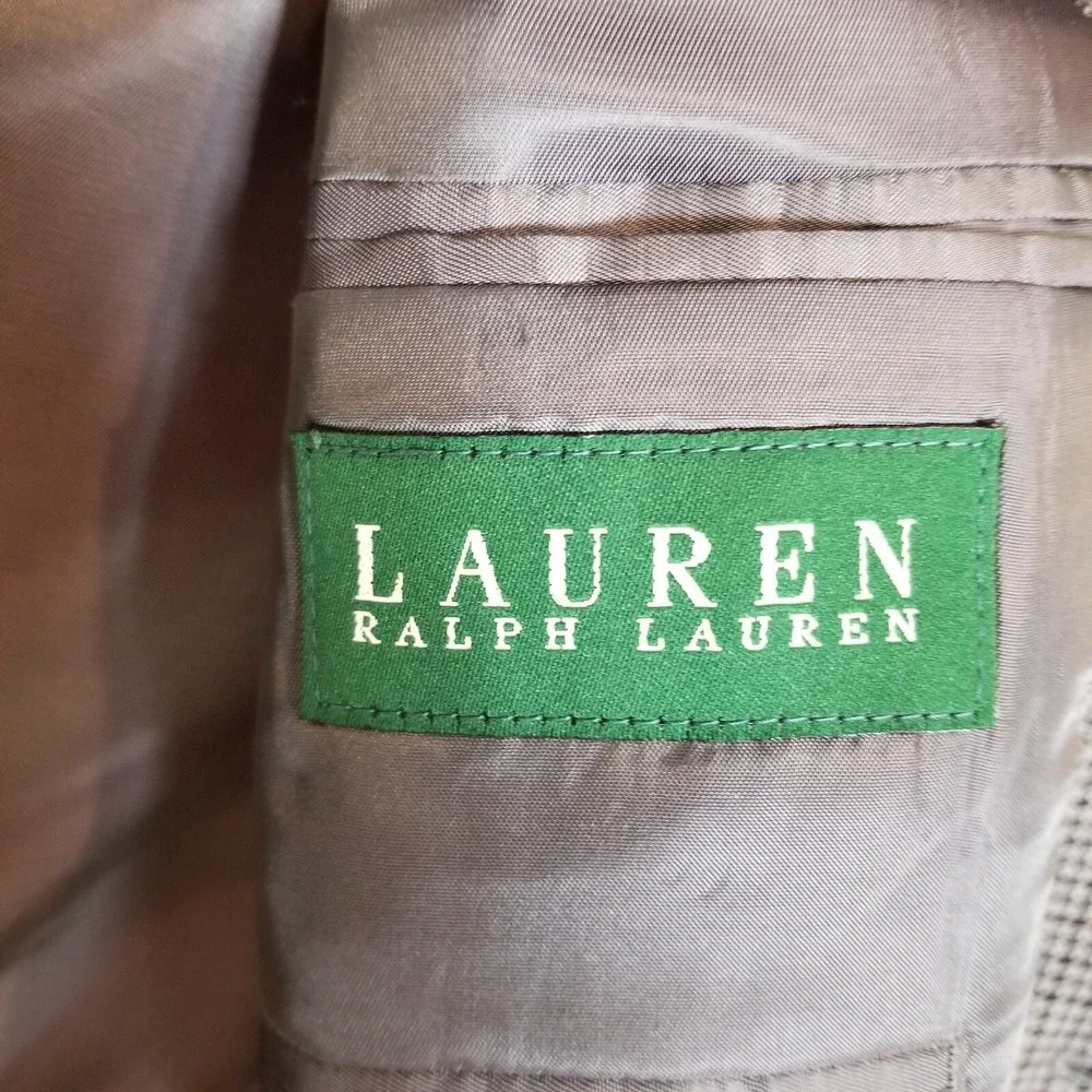 Lauren Ralph Lauren Men 100% Wool Houndstooth Blazer Jacket‎ Sz 46 L Gray Sport